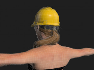 construction worker woman - rigged 3d game character Modello 3D