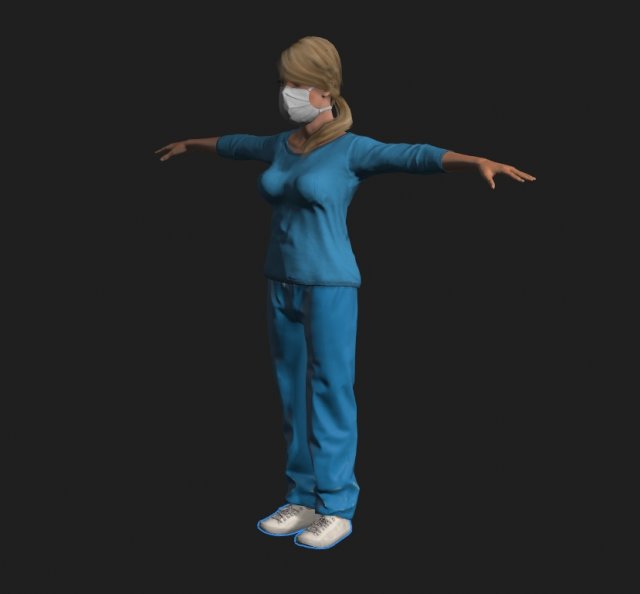nurse woman-rigged 3d game character Modelo 3D .c4d .max .obj .3ds .fbx .stl .blend 