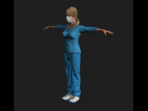 nurse woman-rigged 3d game character 3D-Modell