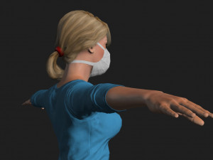 nurse woman-rigged 3d game character Modelo 3D