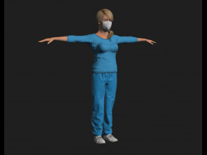nurse woman-rigged 3d game character Modelo 3D