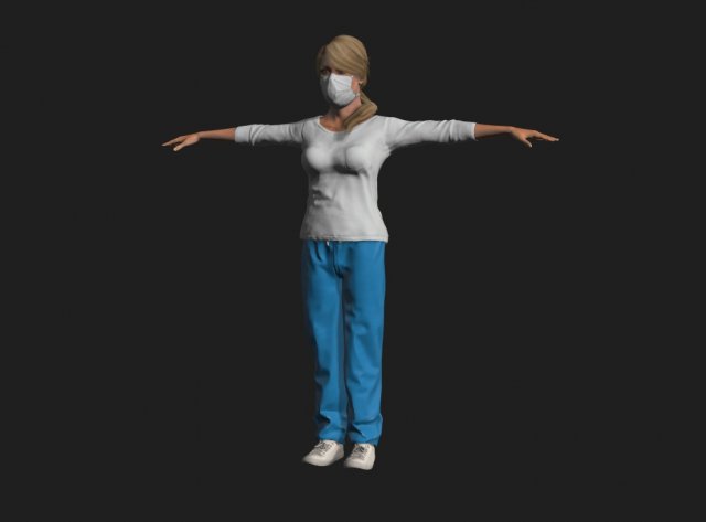 nurse woman-rigged 3d game character Modello 3D .c4d .max .obj .3ds .fbx .stl .blend 