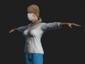 nurse woman-rigged 3d game character Modello 3D