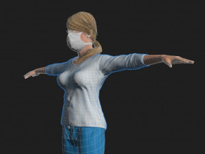 nurse woman-rigged 3d game character Modello 3D