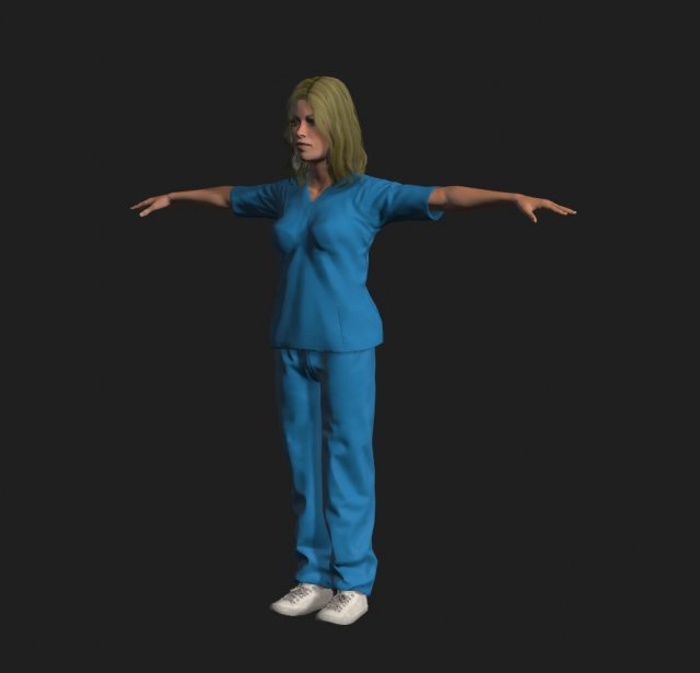 animated nurse woman-rigged 3d game character 3D Модель .c4d .max .obj .3ds .fbx .stl .blend 