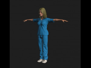 animated nurse woman-rigged 3d game character Modello 3D