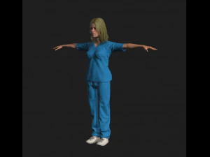 karakter permainan 3d yang dicurangi perawat wanita animasi Model 3D