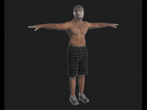 animated african sportsman -rigged 3d game character 3D Model