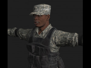 animated soldier - rigged 3d game character Model 3D