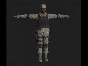 animated soldier - rigged 3d game character Model 3D