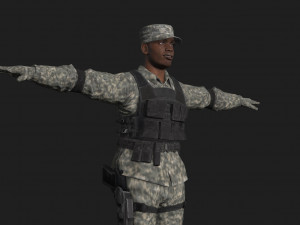 animated soldier - rigged 3d game character Model 3D