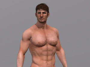 裸の男が装備された 3D ゲーム キャラクター 3Dモデル