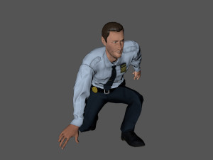 animated police officer-rigged 3d game character 3D Модель