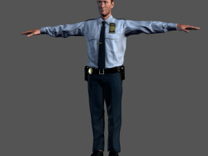 animated police officer-rigged 3d game character 3D-Modell