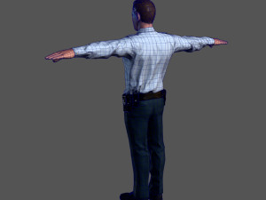 animated police officer-rigged 3d game character 3D-Modell