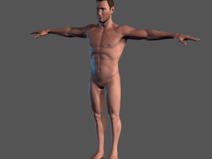 animated naked man-rigged 3d game character 3D-Modell