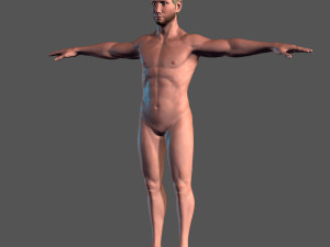 animated naked man-rigged 3d game character Model 3D