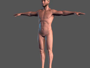 animated naked man-rigged 3d game character 3D Model