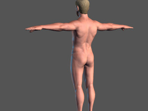 animated naked man-rigged 3d game character Model 3D