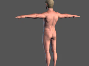 animated naked man-rigged 3d game character 3D Model