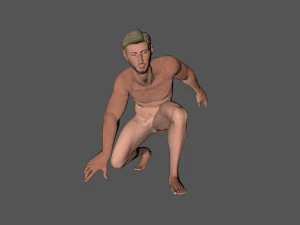 animated naked man-rigged 3d game character 3D Model