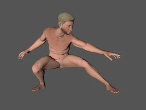 animated naked man-rigged 3d game character 3D Model