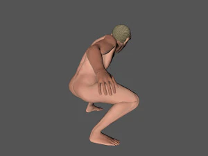 animated naked man-rigged 3d game character 3D Model