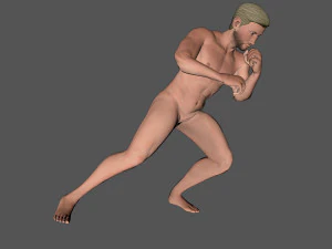 animated naked man-rigged 3d game character 3D Model