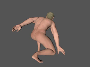 animated naked man-rigged 3d game character 3D Model
