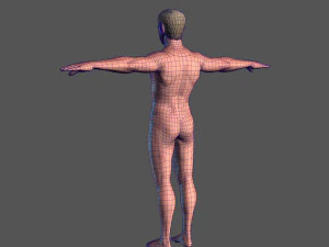 animated naked man-rigged 3d game character 3D Model