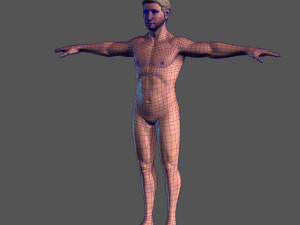 animated naked man-rigged 3d game character Model 3D
