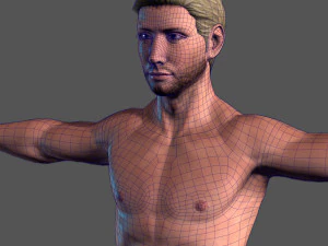 animated naked man-rigged 3d game character 3D Model