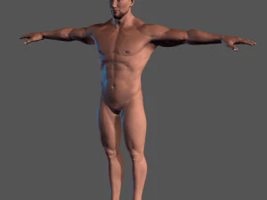 animated naked man-rigged 3d game character 3D Model