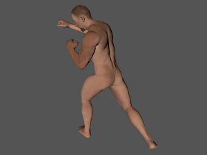 animated naked man-rigged 3d game character 3D Model