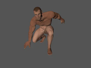 animated naked man-rigged 3d game character 3D Model