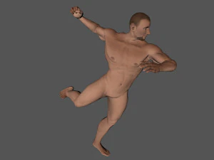animated naked man-rigged 3d game character 3D Model