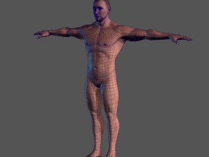 animated naked man-rigged 3d game character 3D Model