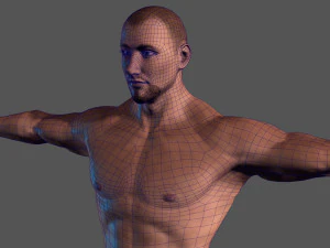 animated naked man-rigged 3d game character 3D Model