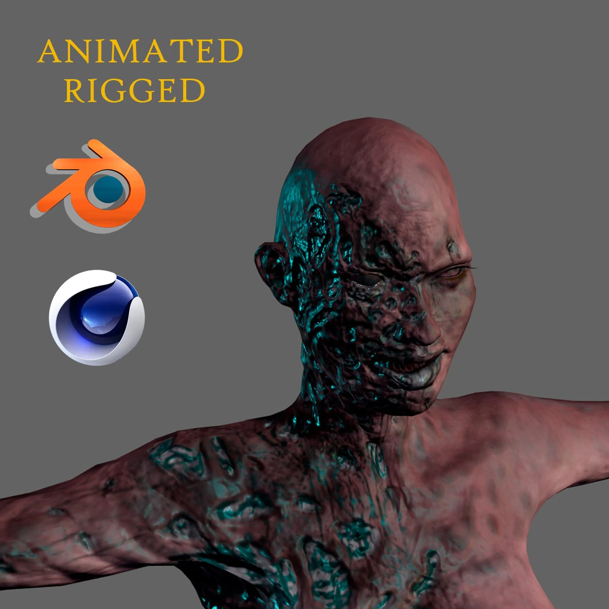 animated zombie woman-rigged 3d game character 3D Model .c4d .max .obj .3ds .fbx .stl .blend 