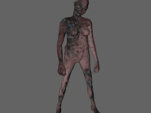 animated zombie woman-rigged 3d game character 3D Model