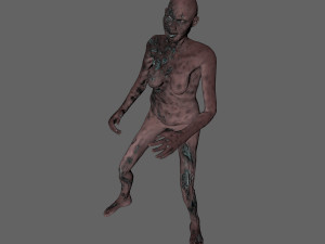 animated zombie woman-rigged 3d game character Modelo 3D