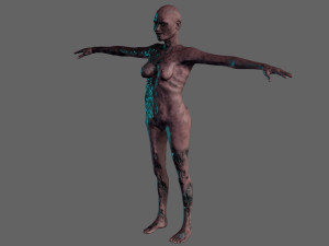 animated zombie woman-rigged 3d game character Modelo 3D