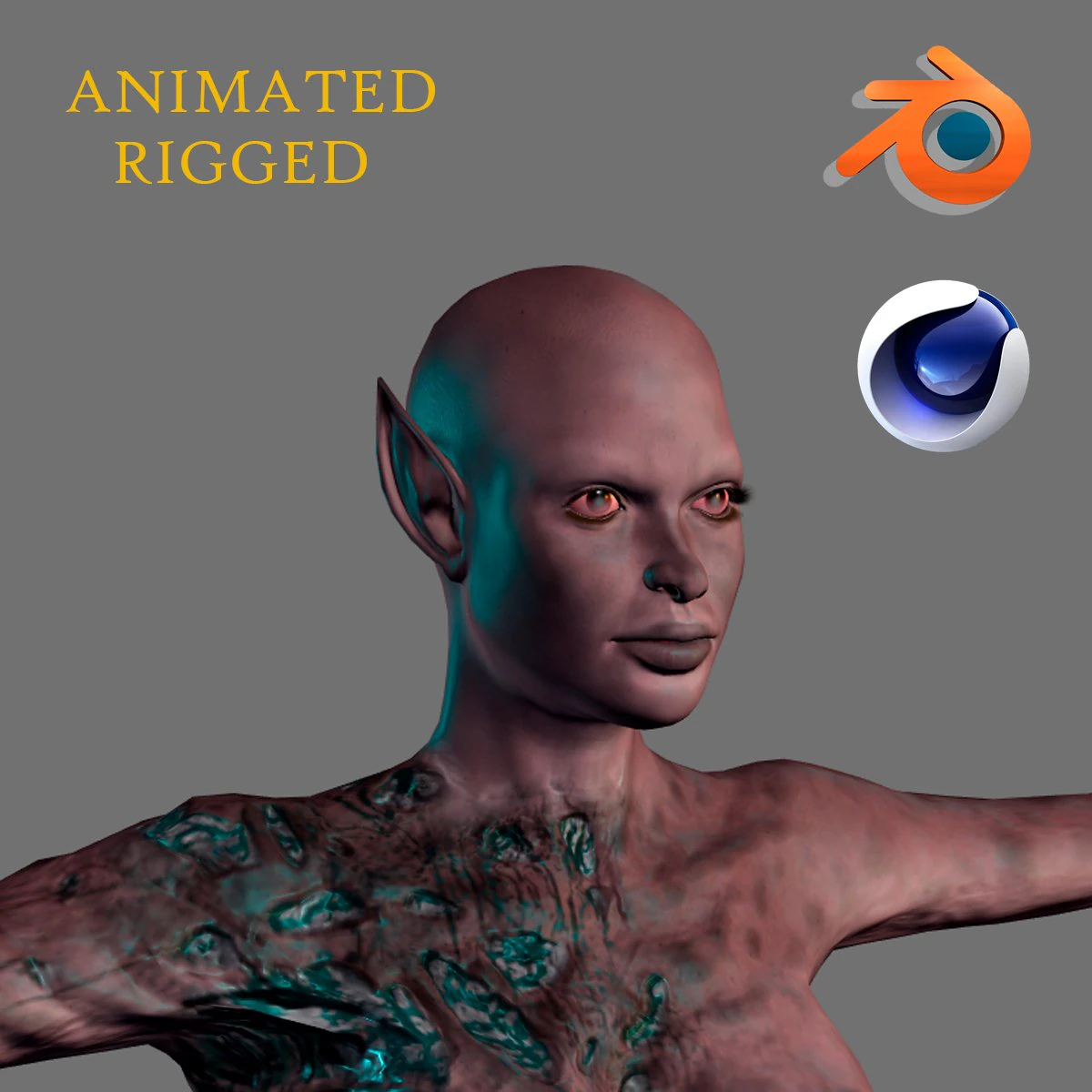 animated zombie elf-rigged 3d game character 3D Model .c4d .max .obj .3ds .fbx .stl .blend 