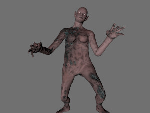 animated zombie elf-rigged 3d game character Model 3D