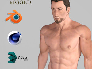 animated naked man-rigged 3d game character 3D Model