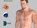 animated naked man-rigged 3d game character Model 3D