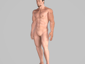 animated naked man-rigged 3d game character Model 3D