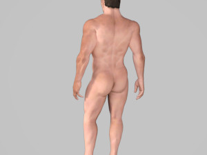 animated naked man-rigged 3d game character Model 3D