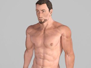 animated naked man-rigged 3d game character Model 3D