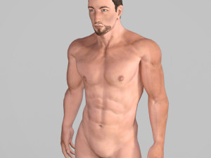 animated naked man-rigged 3d game character Model 3D